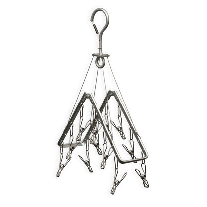 Premium Folding Aluminium Clothes Hanger with 12 Marine Grade Stainless Steel Pegs